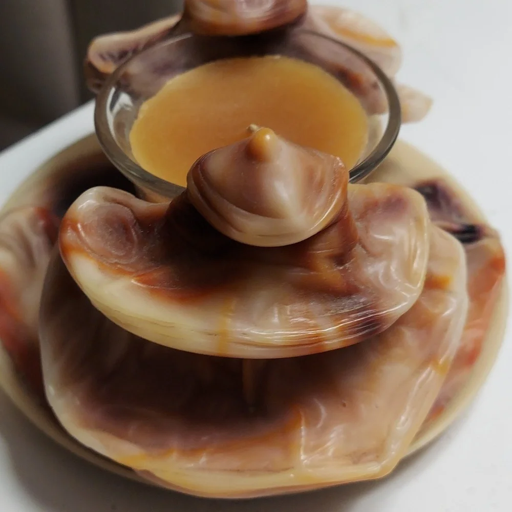 Vintage Hand Sculpted Brown Marbled One-of-a-kind Wax Candle
